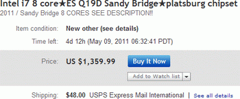 8 cores processor sandy Bridge- E LGA 2011